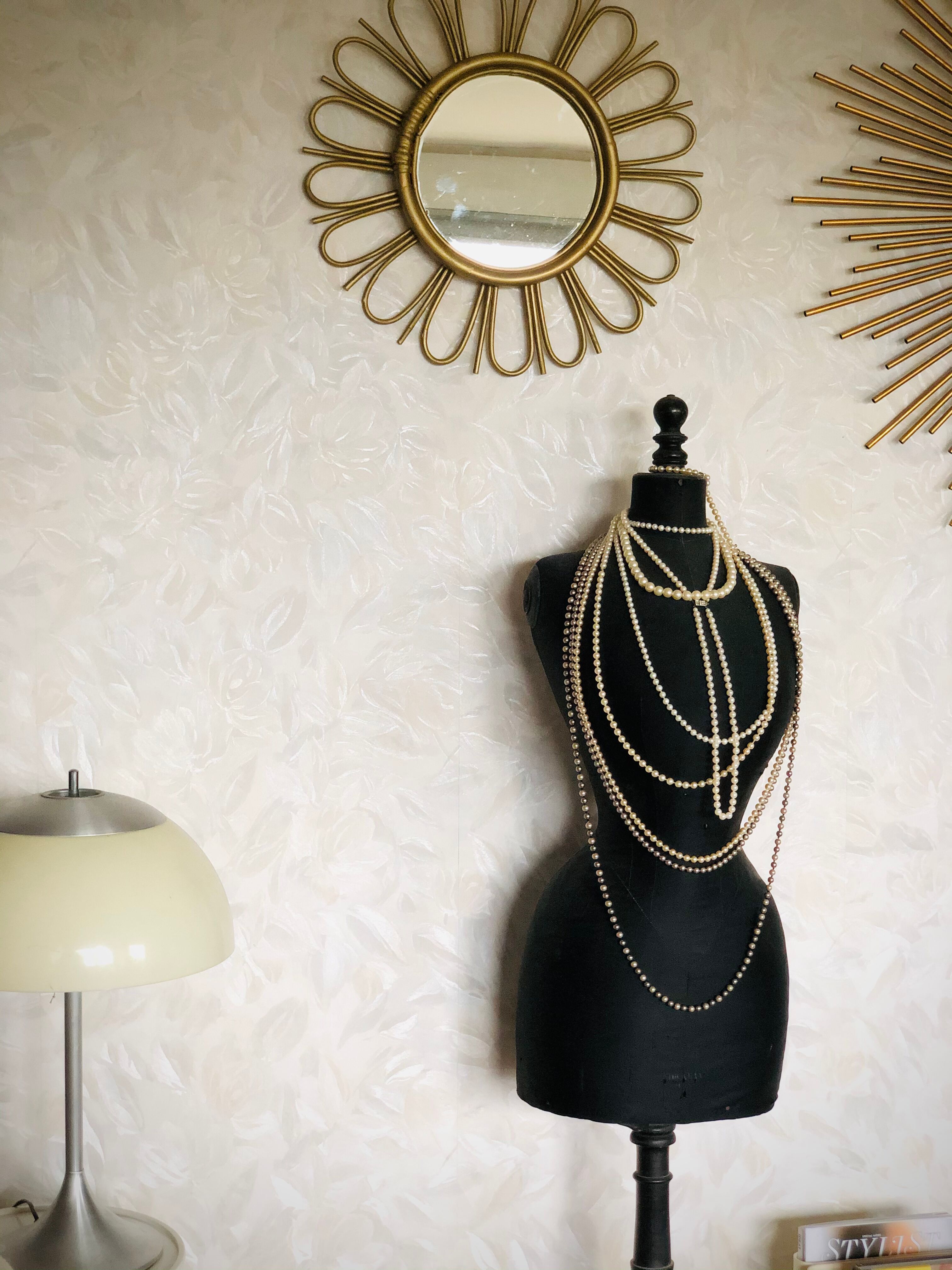 Golden rattan sun mirror 50cm