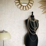 Golden rattan sun mirror 50cm