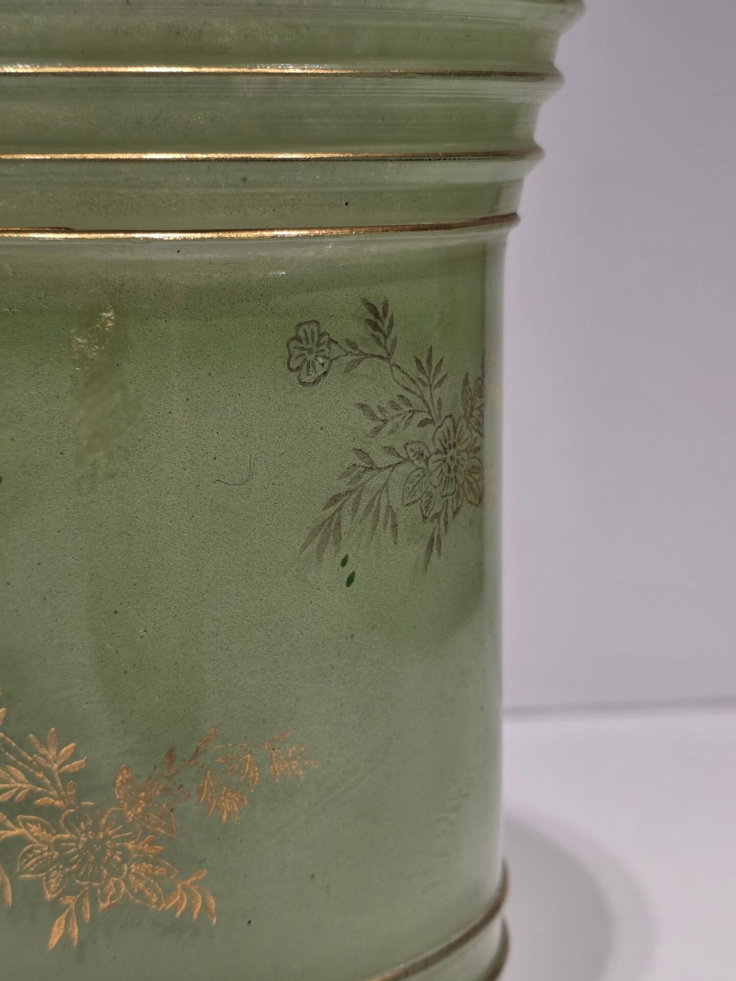 Frosted glass vase with gilding from the 1950s.