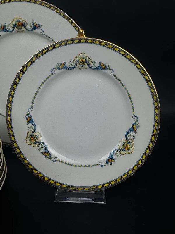 Bernardaud Limoges porcelain dessert service with dish and 12 plates