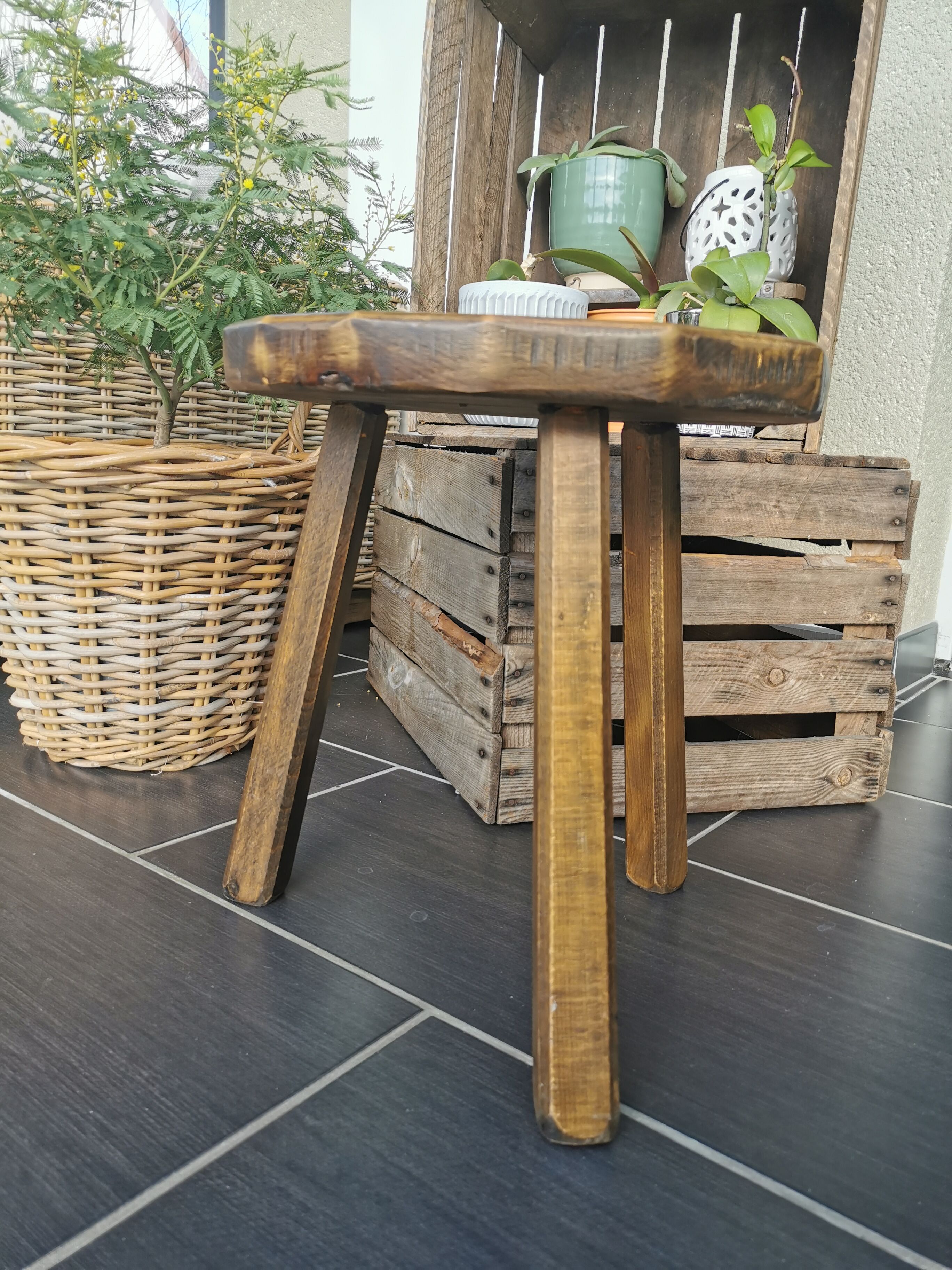 Handmade tripod stool
