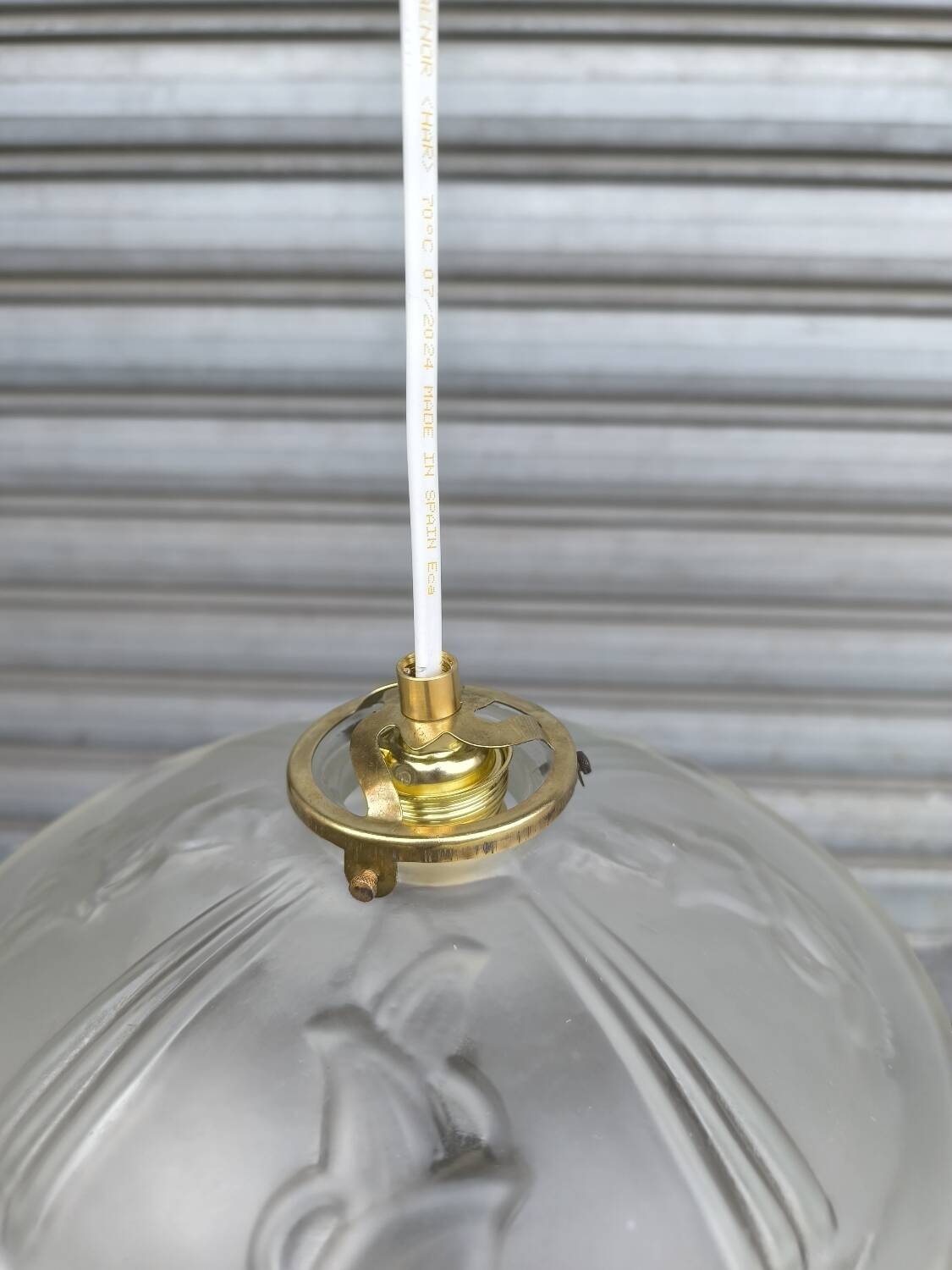 Suspension en verre givré art deco