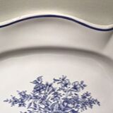 Moustier earthenware dish, white and blue