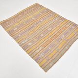 5x6 Soft Yellow & Purple Turkish Kilim, 168x135
