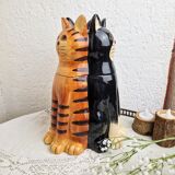 Cat cookie jar, ceramic cookie jar three vintage cats