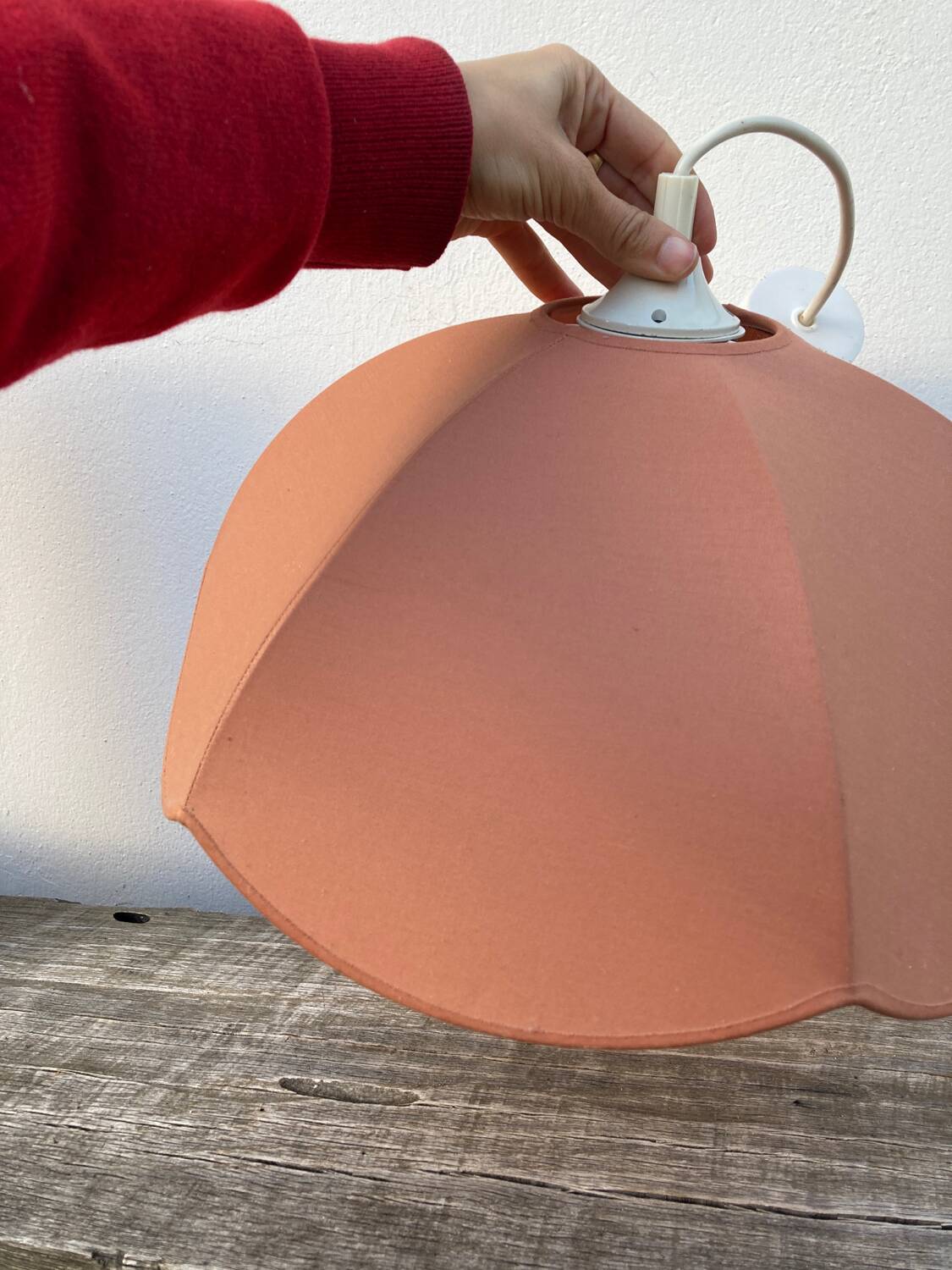 Vintage taupe fabric pendant light