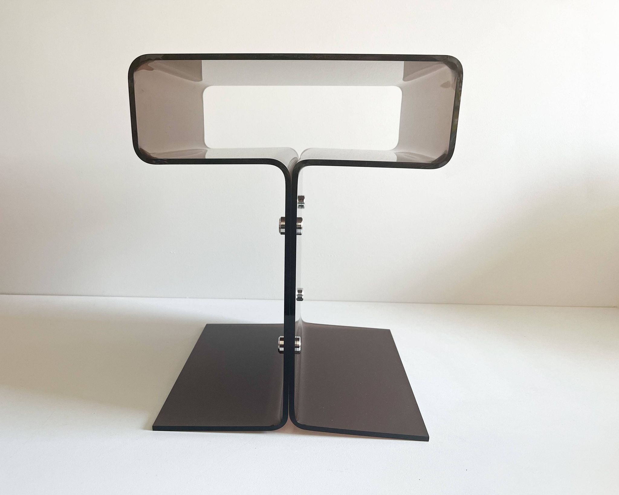 Side table or bedside table, smoked Altuglas, Michel Dumas, 1970s.