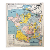 Old school map Hatier Brunhes 32, 1940 - Mineral France