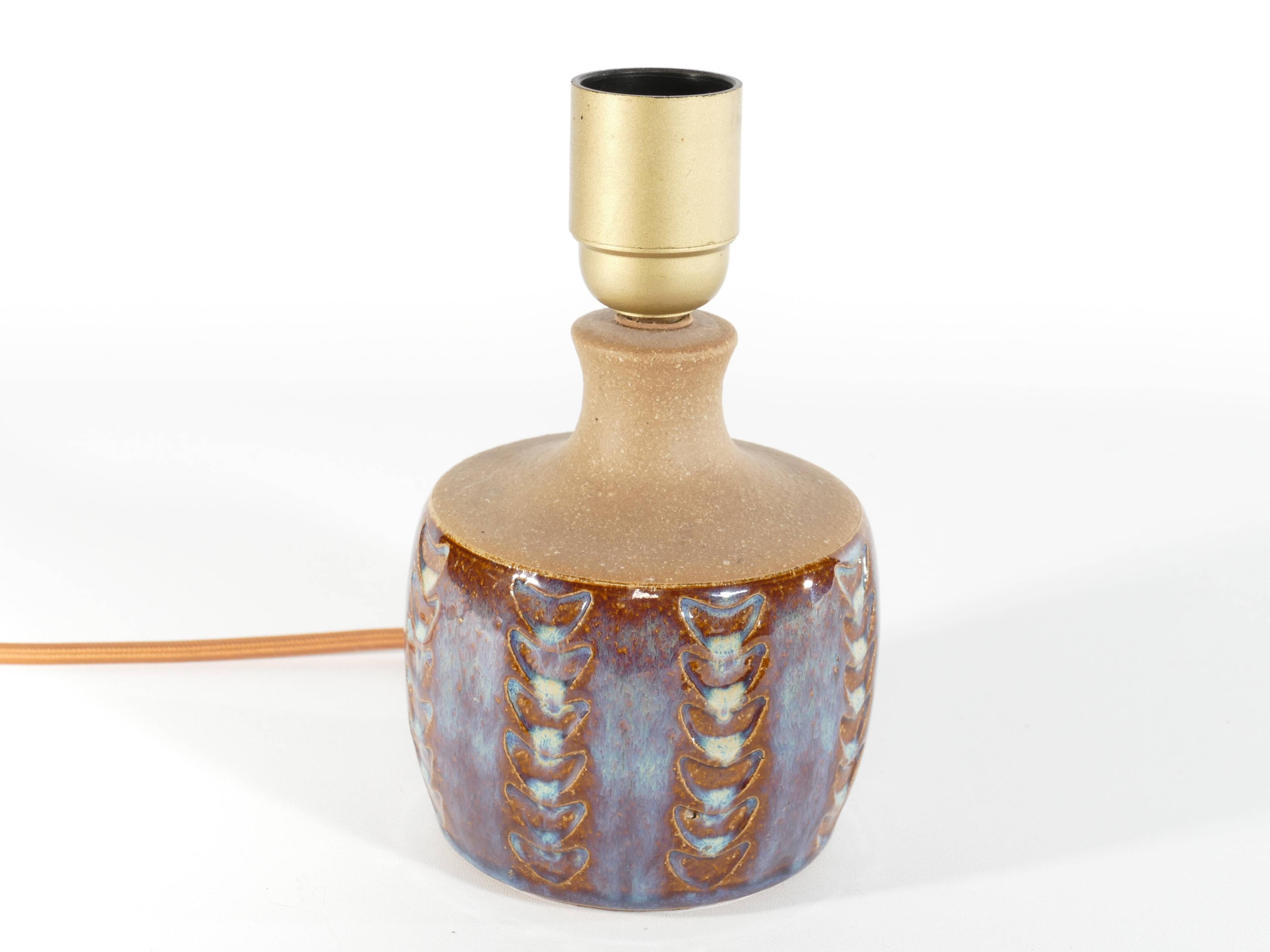 Scandinavian Modern Blue Glazed Stoneware Table Lamp, Søholm Stentøj, 1960s