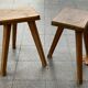 Pair of wooden stools rectangualaires, tripods and handicrafts