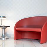 Canapé Massimo and Lella Vignelli, cuir corail 80's