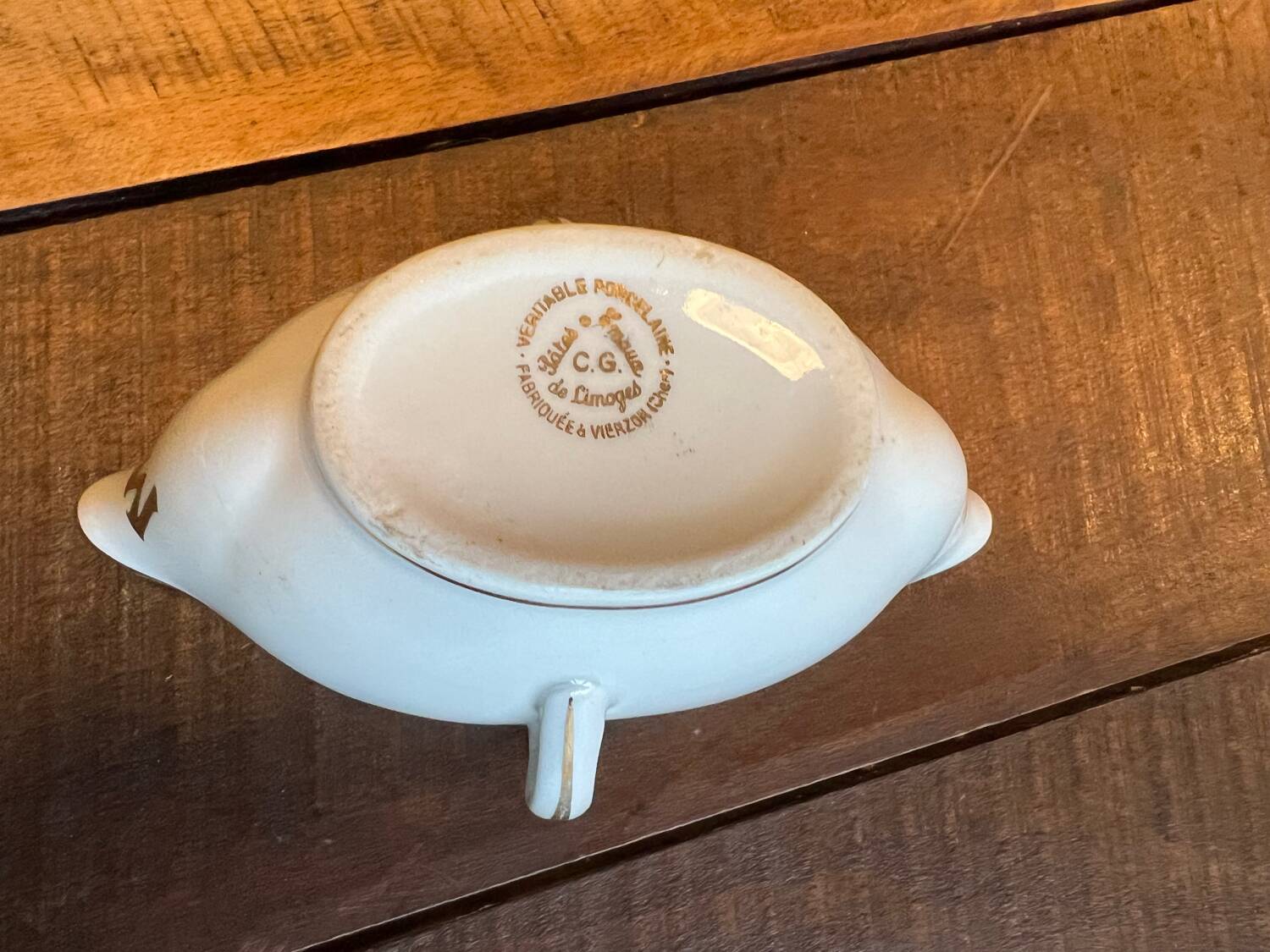 Limoges porcelain lean fat sauce boat