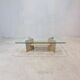 Italian Coffee Table in Travertine and Facet Cut Glass, 1980s