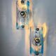 Pair of clear blue Murano wall sconces by Av Mazzega, Italy 1970s