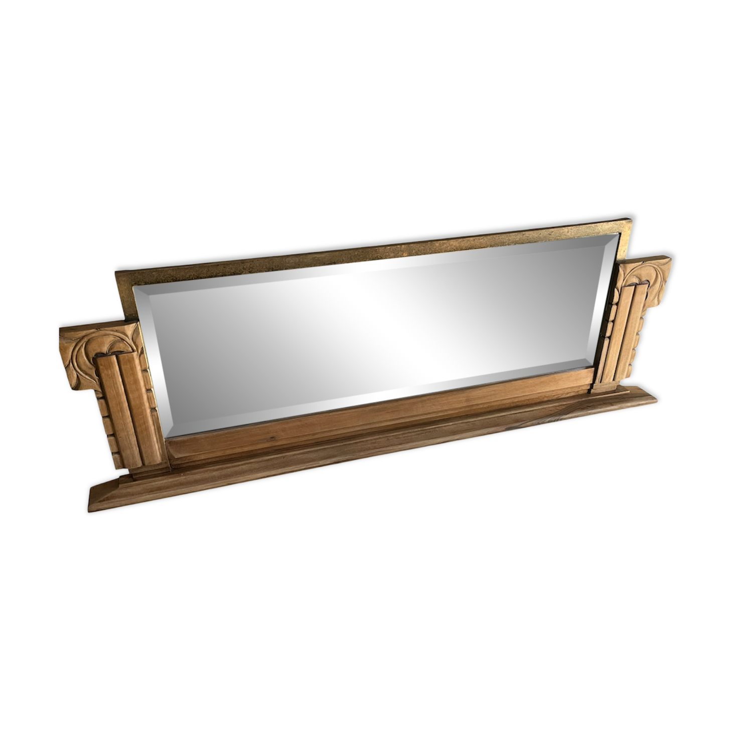 Miroir art déco à poser, bois et métal