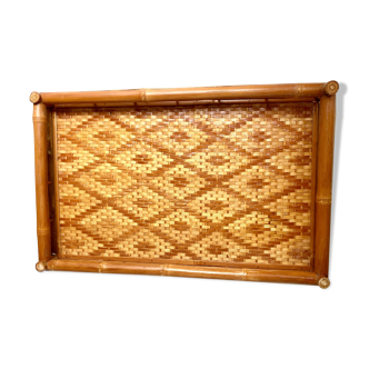 Vintage bamboo and rattan tray