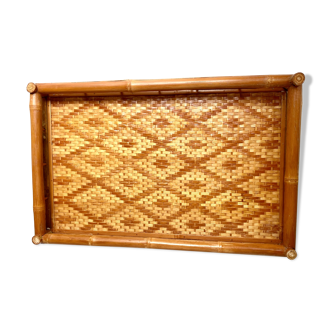 Vintage tray in bamboo and rattan