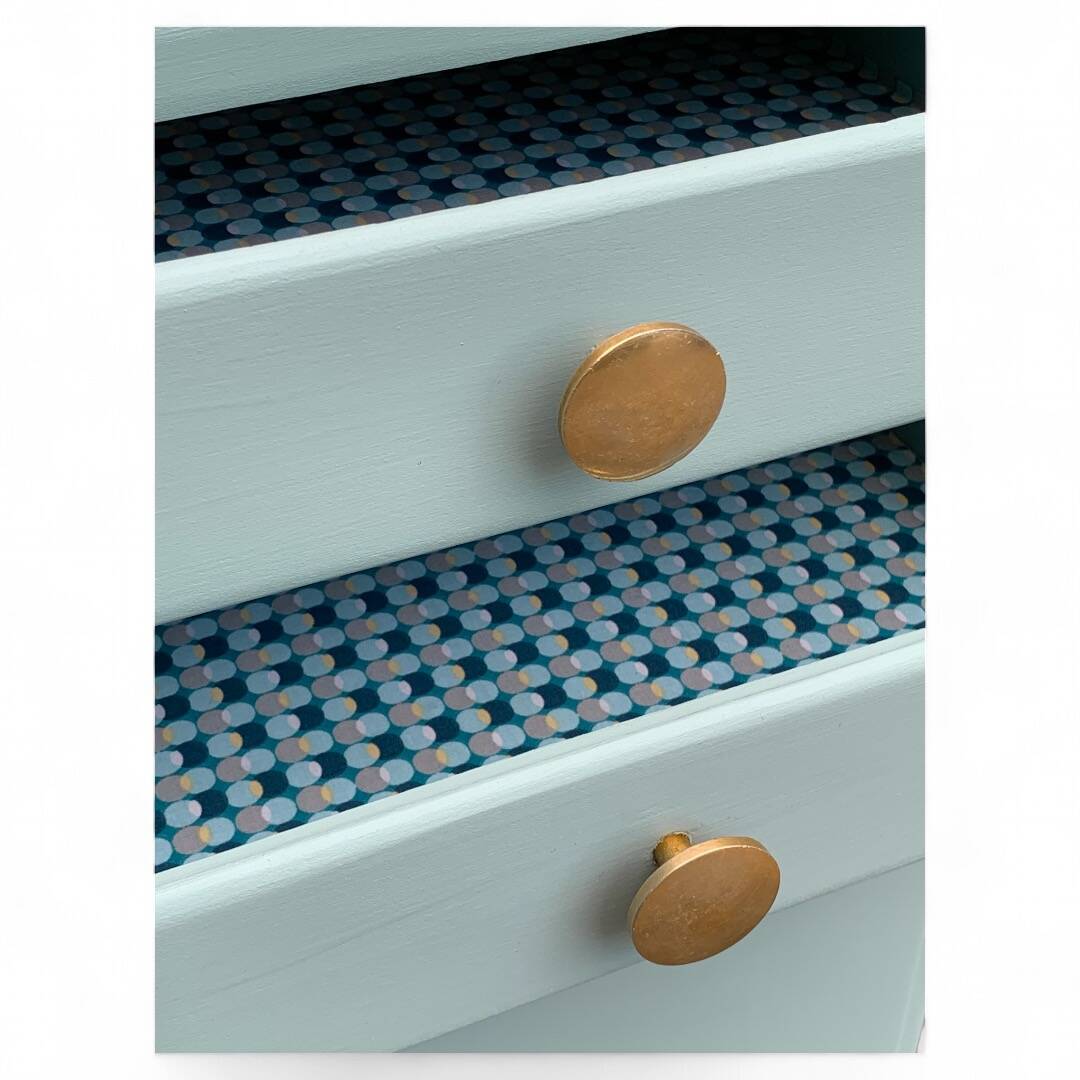 Vintage gray green bathroom chest of drawers