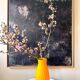 Vase en verre opalin orange, Habitat années 1980