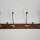 Antique wall-mounted coat rack in wood and metal with 4 hooks, 66 cm