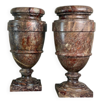 Pair of Sarrancolin marble urns, France 19th century