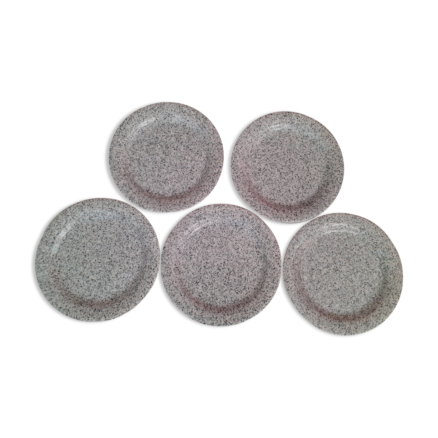 Set of five speckled dessert plates