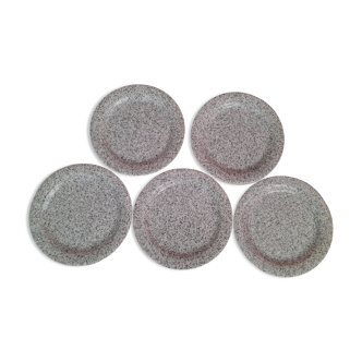 Set of five speckled dessert plates