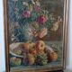 19th century oil painting on canvas fruit vase with flowers