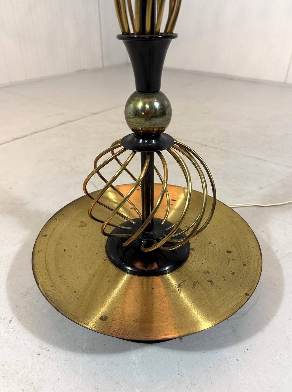 Austrian brass floor lamp pleated lampshade 1940-50’s