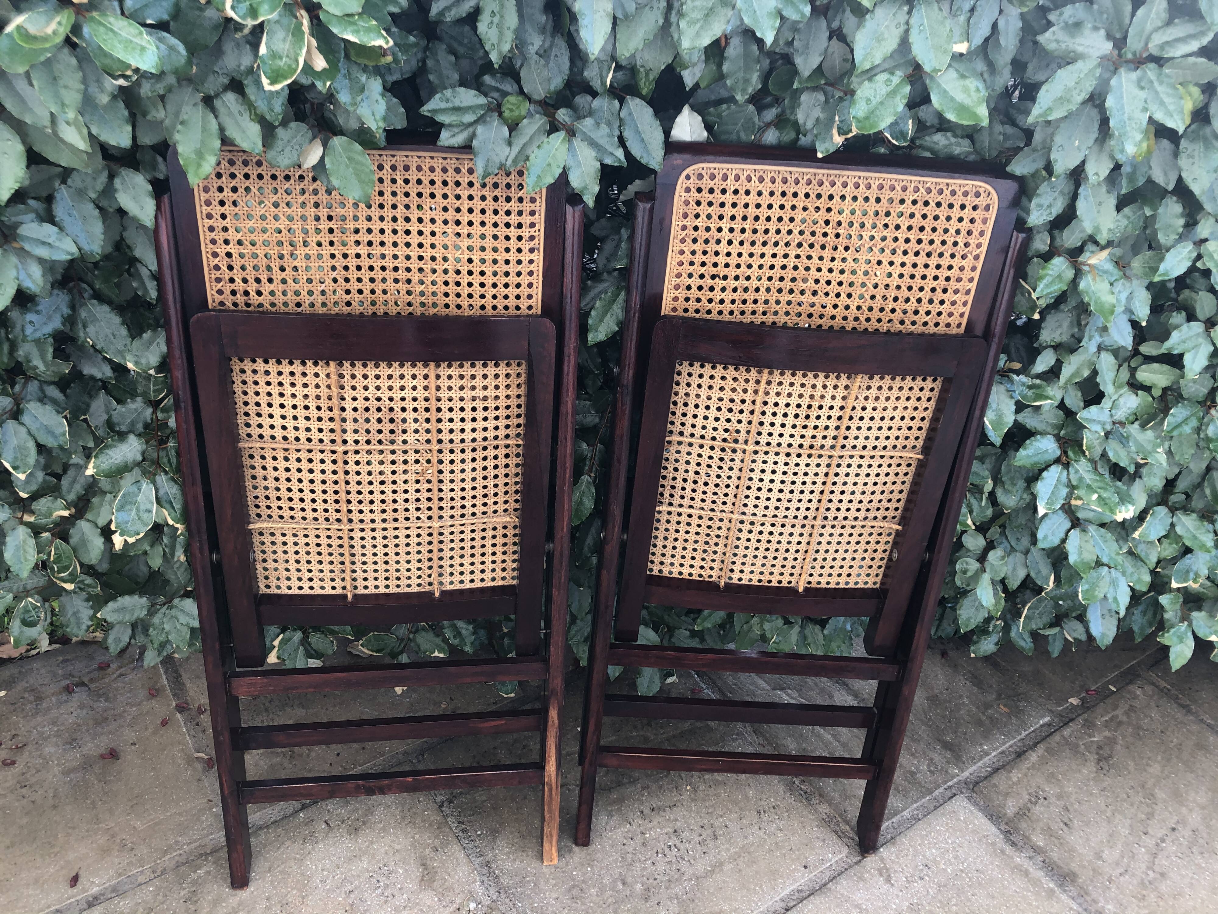Wooden folding chairs and canne wicker