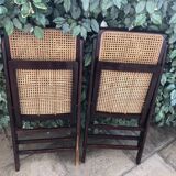 Wooden folding chairs and canne wicker
