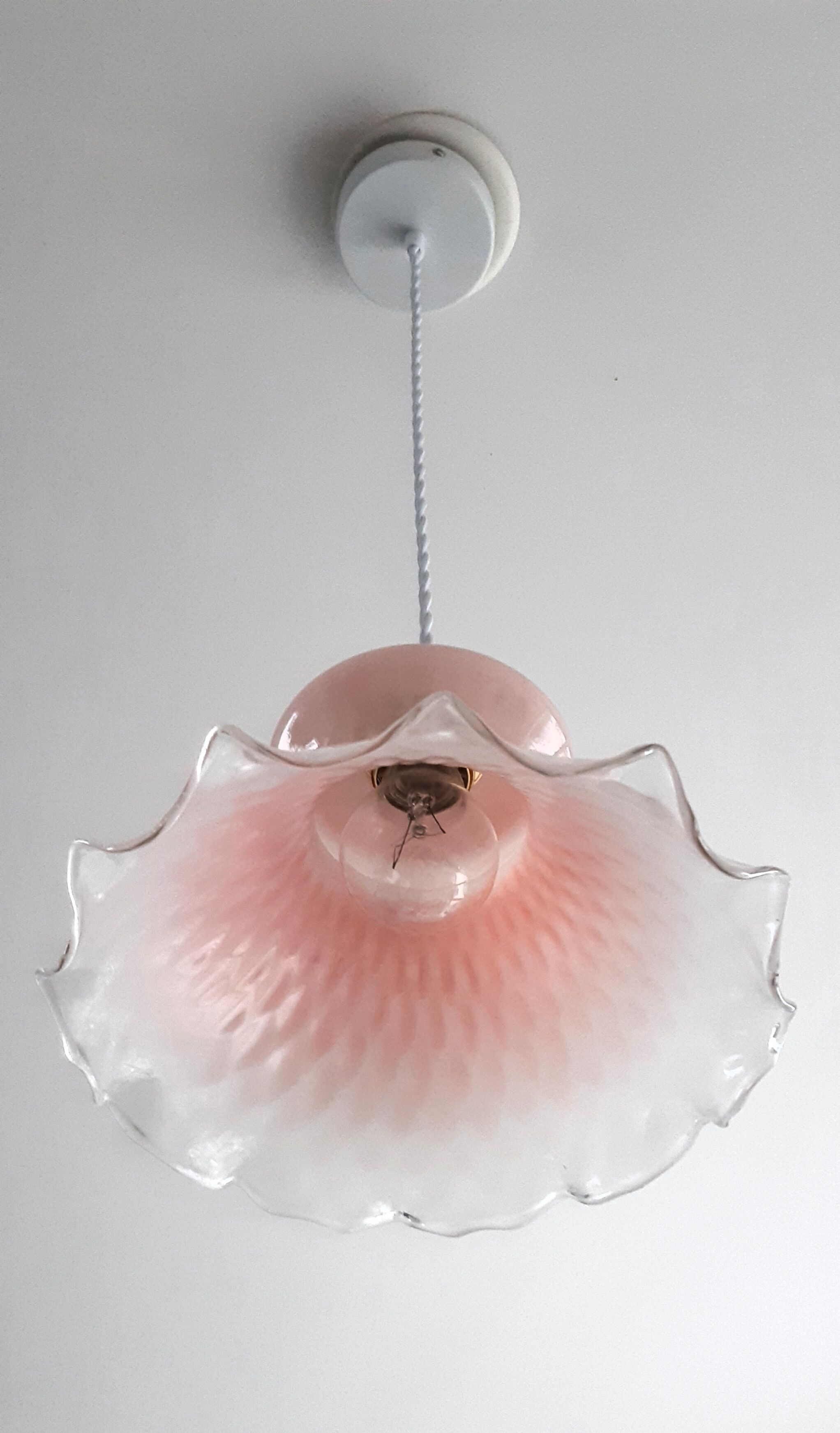 Pink opaline hanging lamp