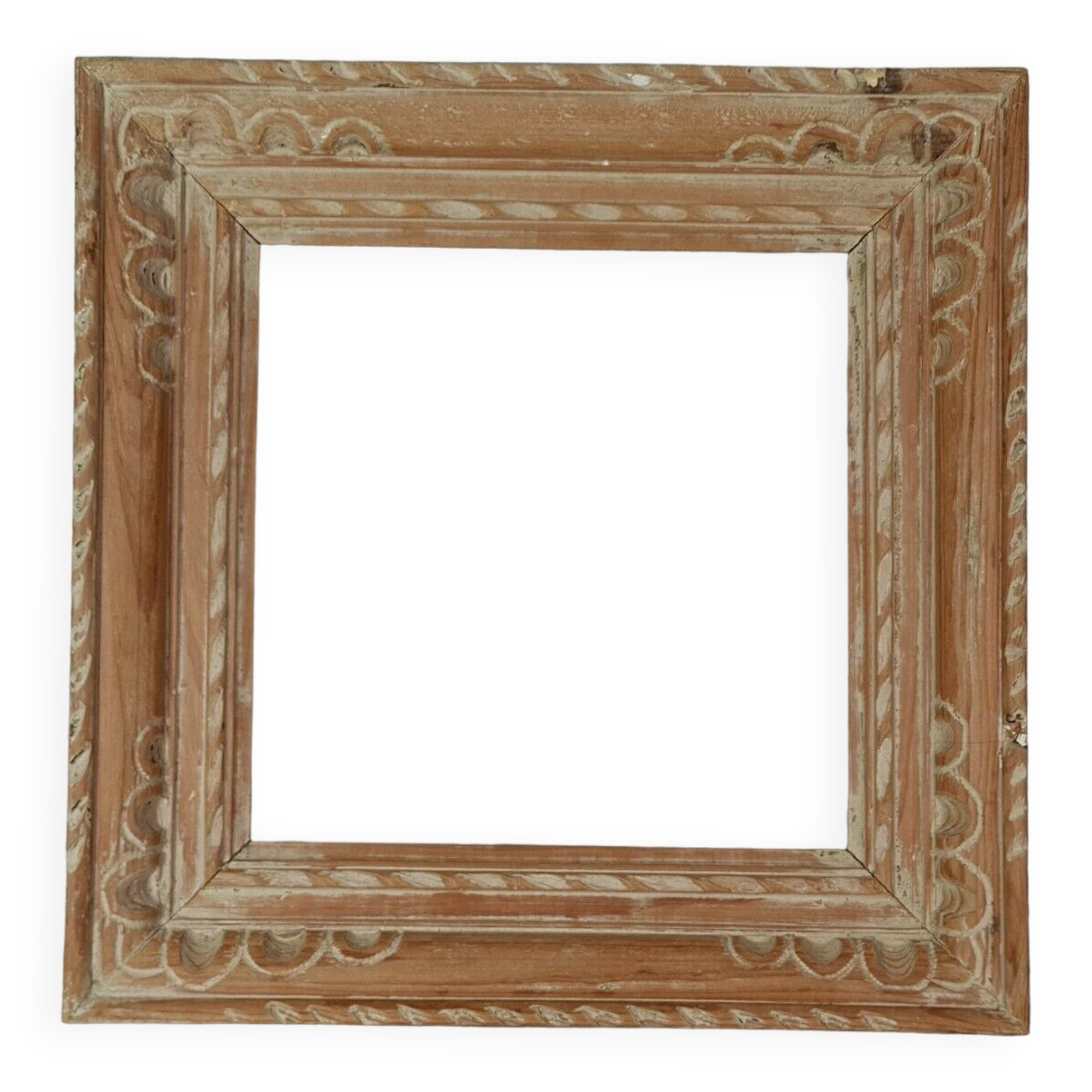 Square frame carved wood patinated 39x39 foliage 27x27 cm style Shabby SB231