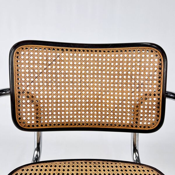 Chaise de salle à manger en porte-à-faux avec cadre tubulaire et cannage, Italie, années 1970