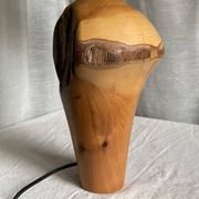Lampe bois brutaliste vintage 1970-80 forme libre