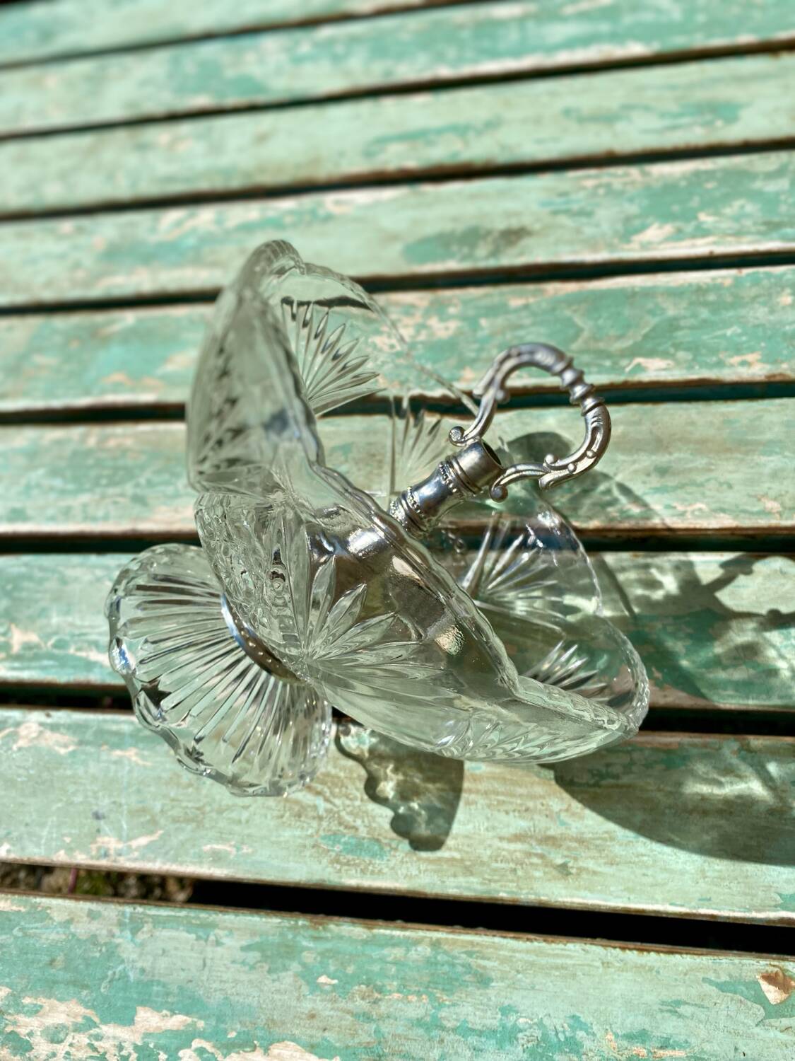 Vintage chiseled glass cup