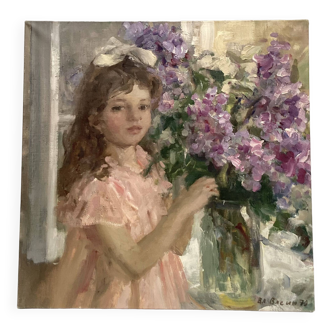 Oil on canvas painting signed around the 1970s dimension: height -70cm- width -70cm-
