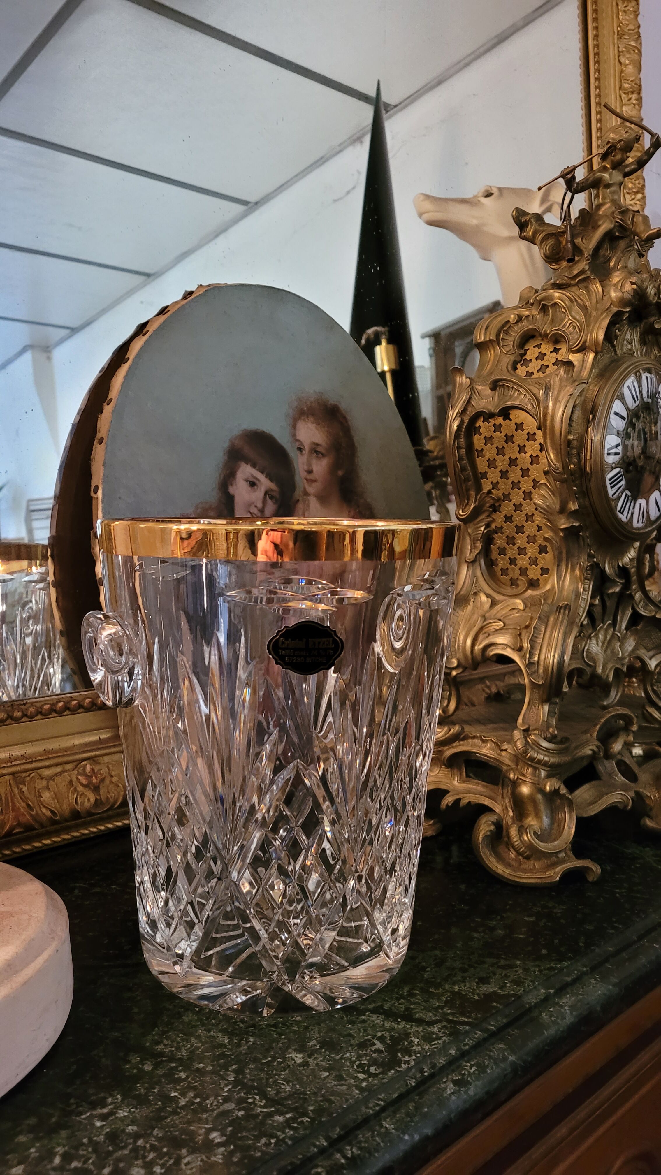 Champagne crystal bucket signed etzel Lorraine