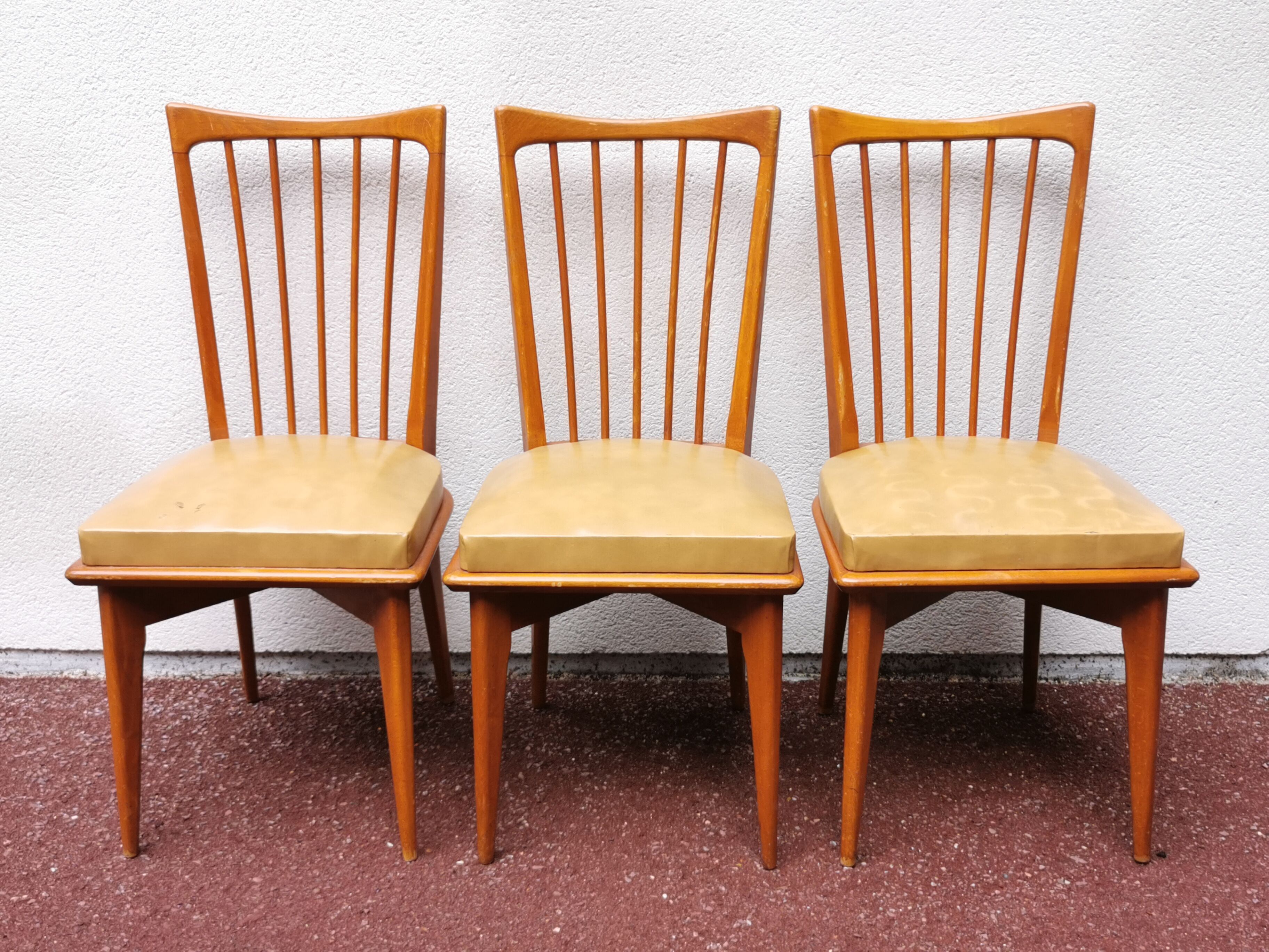 Series of 3 chairs vintage scandinavian style 60's 70's