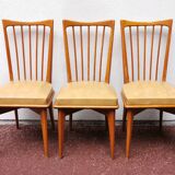 Series of 3 chairs vintage scandinavian style 60's 70's