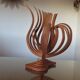 Large Scandinavian arched wooden lamp 60s 70s