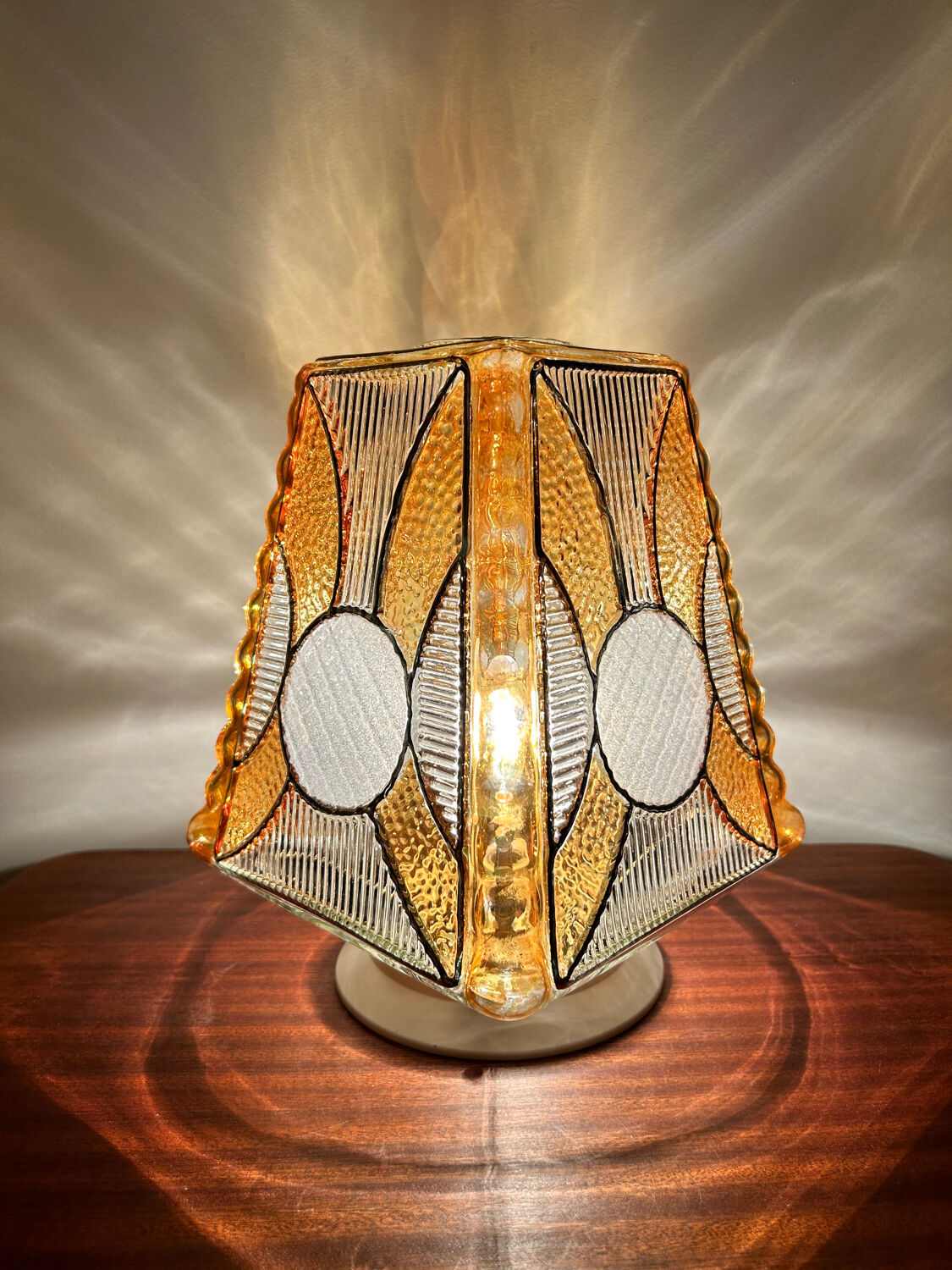 Globe glass chandelier or lamp 60s