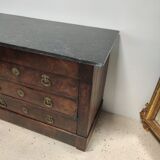 Chest of drawers in wood and gray marble with 4 drawers nineteenth century