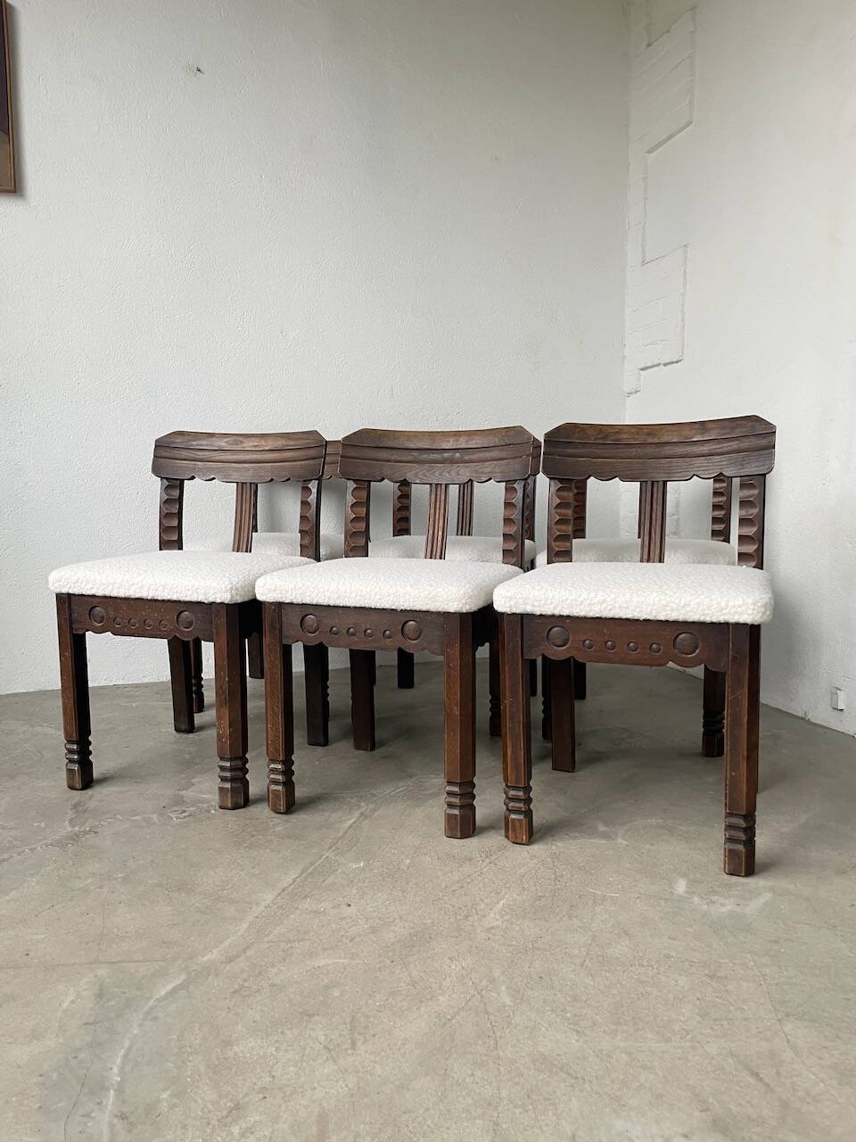 Set of 6 brutalist chairs from the 1940s