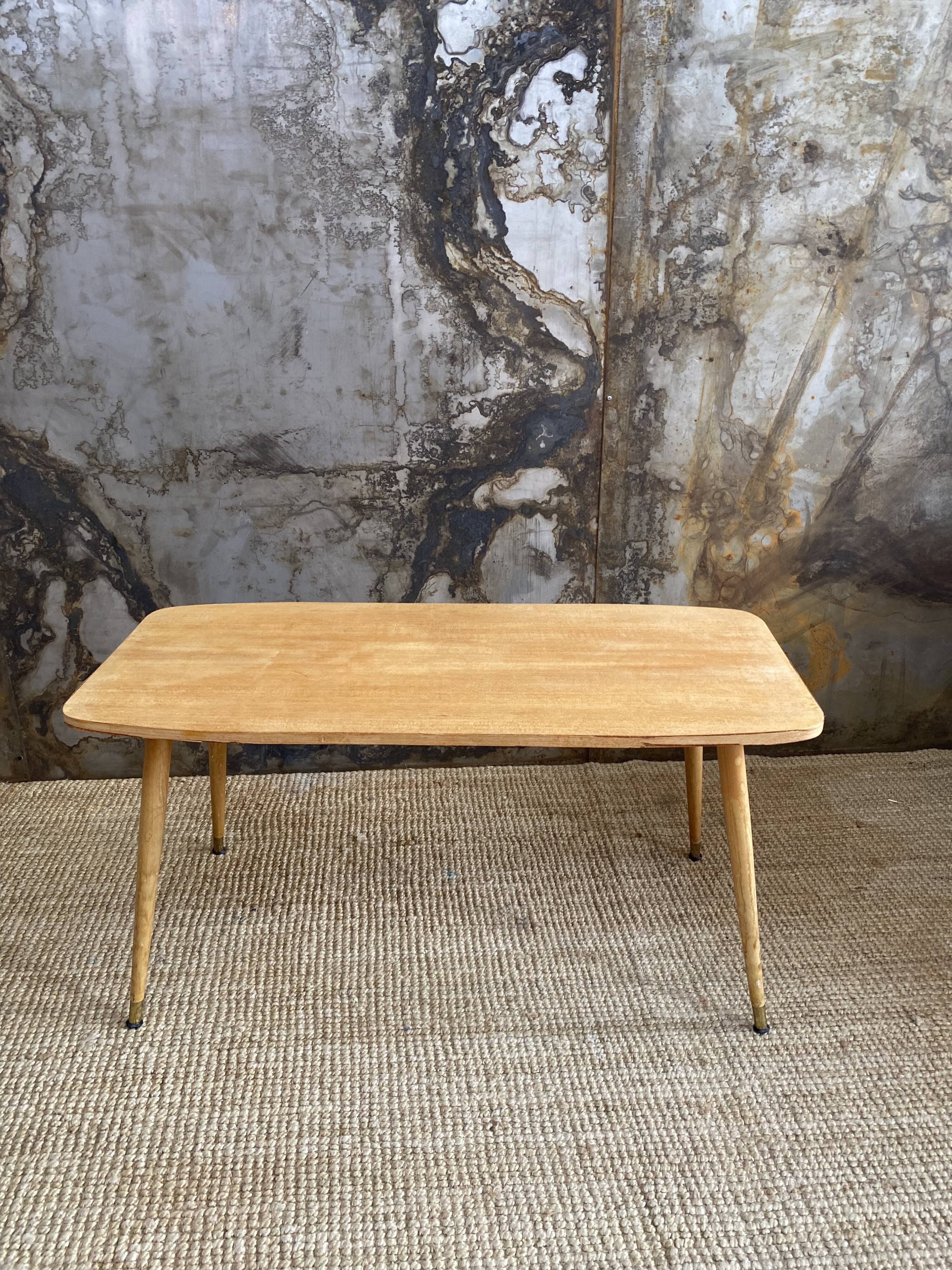 Raw wood coffee table & compass legs