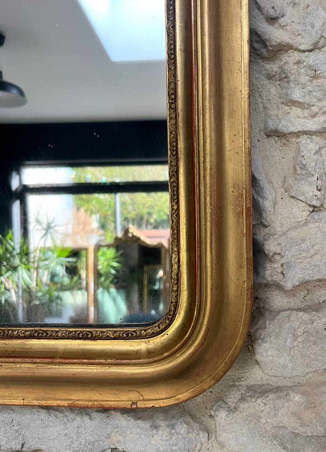 Antique mirror 42.5/36.5cm Louis-Philippe gilded with gold leaf, mercury