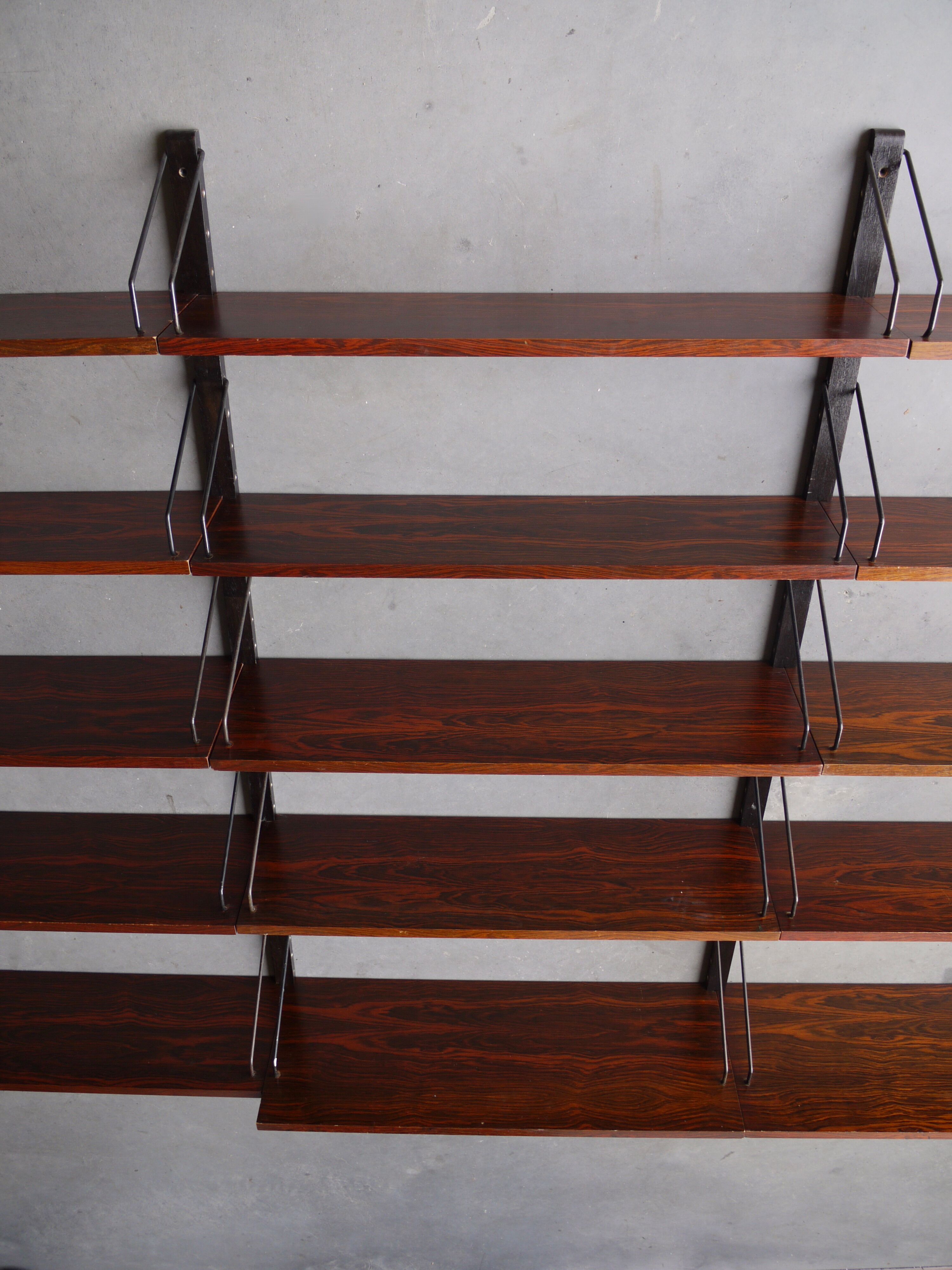 Vintage Rosewood wall shelving unit shelves by Poul Cadovius, 1960s