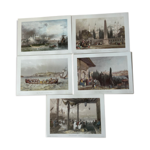 Lot de 5 gravures turc
