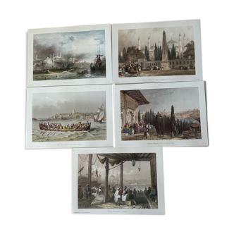 Lot de 5 gravures turc