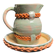 Vintage set of pitcher and saucer, Puisaye stoneware, 20th century
